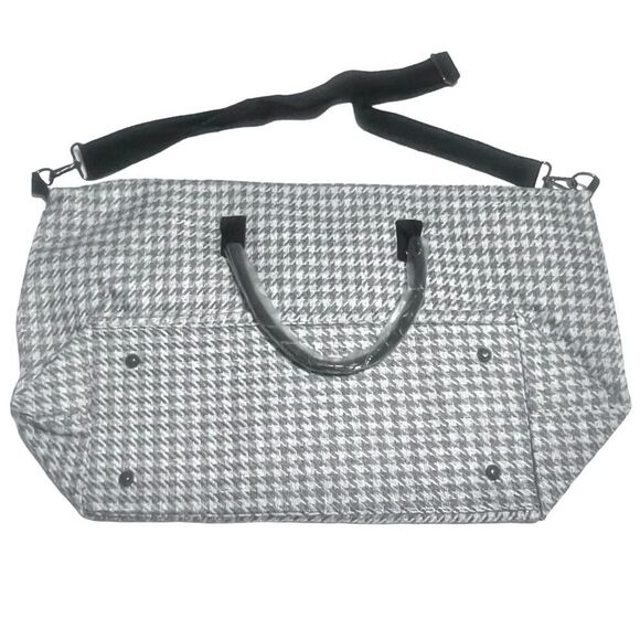 NWT Lulu Dharma Houndstooth Weekender Travel Overnight Bag Gray - Picture 5 of 7